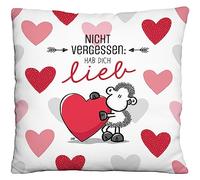 Sheepworld Cojín de Peluche con diseño de Hab Dich Lieb, 25 cm x 25 cm, 100% poliéster, para Regalo, día de San Valentín, artículo Decorativo | 48524