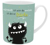 Sheepworld H:PPY life 74162 - Taza grande de porcelana, tamaño XL, 60 cl, diseño de monstruo con texto en alemán