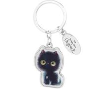 Sheepworld Llavero con diseño de gato negro | Colgante en forma de gato, longitud 7,5 cm, metal, epoxi, con llavero, regalo, regalo de cumpleaños, amigos felinos | 74852