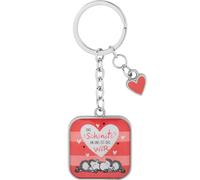 Sheepworld Llavero con diseño de La más bella | Colgante cuadrado con pequeño corazón de 9 cm | 73793, multicolor, 9 cm, Diseño Das Schönste