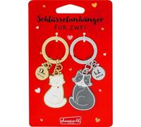 Sheepworld Par de llaveros con diseño de gato | 2 colgantes con llavero y dije metal epoxi longitud 8,4 cm | Regalo para dos San Valentín | 75303