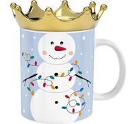 Sheepworld Taza con corona diseño muñeco de nieve | Taza de café, porcelana, 35 cl, tapa en forma de corona, caja de regalo | Regalo para Navidad, Año Nuevo, calendario de Adviento | 51222