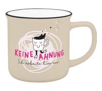 Sheepworld Taza con texto en alemán «Keine Ahnung Keine Ahnung | Kaffeebecher mit schwarzem Trinkrand, 35 cl, Höhe 8,5 cm | Taza, Funny Geschenk für Freunde und Kollegen | 74836