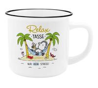 Sheepworld Taza con texto Relax | Taza con borde negro, 35 cl, altura 8,4 cm | regalo divertido para amigos | 74123