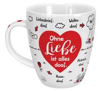 Sheepworld Taza de porcelana con texto Ohne Liebe ist alles doof | Porcelana 45 cl | Taza de porcelana para café y té, divertida taza con texto | 46506