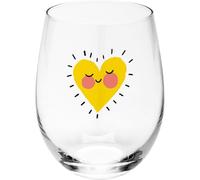 Sheepworld Vaso de cristal con diseño de corazones | Vaso de agua en forma de abombado, con estampado de colores, 60 ltura 12,2 cm, diámetro 9,2 cm, regalo para cumpleaños, día de San Valentín
