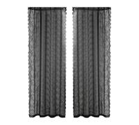 Sheer Drapes - Elegant Embroidery Mesh Fabric, Vintage Black Tulle Screen with Sturdy Double Stitched Borders, Privacy Enhancing Sun Diffusing Cover, Ideal for Living Room Studio Social Studio