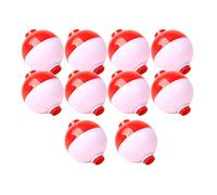 SheerFaring 10 Unidades de Flotadores de Pesca de Duro, Redondos, de Fácil Colocación, Rojos Y Blancos, con Botón Pulsador. Flotadores Redondos de Corcho para, 13mm 10PCS
