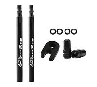 SheerFaring 2 Piezas Extensor de Válvula Presta para Cubiertas Tubeless Accesorio de Sellado Kit de Conversión Fácil de Instalar en Aleación, 2 Piezas Negro 80 mm