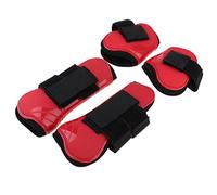 SheerFaring 4 Piezas Botas para Tendón de Caballo Protección de Piernas Botines para de Patas Cubiertas de Neopreno y PU Adecuadas para, Rojo
