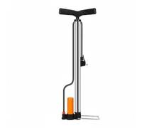 SheerFaring Bomba de Aire para Bicicleta Inflador Portátil Piso Manual Multifuncional con Manómetro Precisión Acero Inoxidable Adecuada para Inflar Bicicletas, Plata, Largo HP C/Bolsa