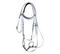 SheerFaring Conjunto de Brida para Caballo con Cabezada, Cabestro Y Cuerda de Montar, Fabricado en PVC con Acero Inoxidable, Ajustable, Blanco 13.5 Cm