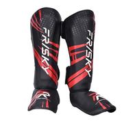 SheerFaring Espinilleras de Kickboxing, Protectores de Empeine, Equipo de Entrenamiento para Muay Thai, Grappling Y Artes Marciales, M Rojo Negro