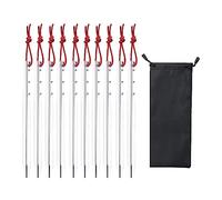 SheerFaring Estacas para Tiendas de Campaña, Clavos de Aluminio para Tiendas de Campaña con Bolsa de Transporte, Anclajes para El Suelo, Estacas para Tiendas de C, Plata 10 Piezas