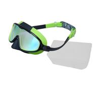 SheerFaring Gafas de Natación para Niños Ligeras Cómodas con Lente Panorámica Antivaho Correa Ajustable Y Puente Blando Aptas para Buceo Natación 13.3cm×5.7cm, Negro Verde