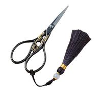 SheerFaring Tijeras Chinas Profesionales Tijeras de Costura Tijeras para para Manualidades Tijeras para Bonsái en Acero Inoxidable Resistente Corte S, Borla marrón Dorada, Individual