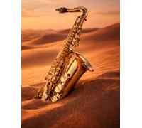 Sheet Music Book - Golden Saxophone in Desert Sunset: Blank Music Manuscript Paper with 12 Staves Per Page for Composition, Songwriting, Lessons, Practice and Musical Ideas | 100 Pages | 8.5" x 11"