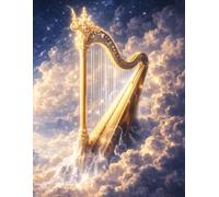 Sheet Music Notebook: Celestial Harp Theme: Music manuscript paper with 12 staves per page for songwriting, notation, and composition
