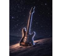 Sheet Music Notebook: Midnight Guitar Theme: Music manuscript paper with 12 staves per page for songwriting, notation, and composition