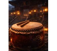 Sheet Music Notebook: Temple Drum Theme: Music manuscript paper with 12 staves per page for songwriting, notation, and composition