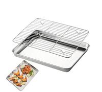 Sheet Pan - Nonstick Square Stainless Steel Baking Tray with Removable Cooling Rack | Multipurpose Roasting Grill Set for Baking Roasting BBQ Food Preparation Kitchen Outdoor Table Garden Use