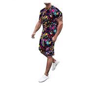 Sheey Verano Conjunto Chandal Hombre Completo Camisas Manga Corta Chándal de Futbol Camiseta Shirt, Paris Tallas Grandes Playa Deportivas Conjunto Deportivo Hombre Camiseta Chico