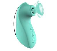 Sheey Vibrador Masajeador Succionador de Clítoris, Succionador de Clítoris con 10 Frecuencias, Estimulador Pezón Recargable Prueba Agua (Dispositivo de Succión Vibratoria + Cable de Carga, Verde)