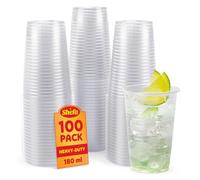 Shefa 100 vasos de plástico transparente, vasos de fiesta de plástico para cerveza, agua y jugo, vasos de plástico para postres y bebidas frías, vasos de aguanieve y vasos de batido, vasos de cóctel