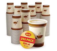 Shefa 250 vasos de papel, 8 onzas cada uno, resistentes al calor para café, té o bebidas frías, sin BPA