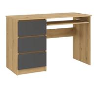 Shefa Line Cina - Escritorio pequeño con cajones - 3 cajones para una organización óptima, mesa de estudio, mesa de oficina, escritorio para computadora, escritorio negro, escritorio infantil con
