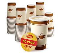 Shefa Tazas de café, tazas de papel para bebidas calientes o frías, tazas de café para llevar para cafeterías, taza de café resistente al calor, 10 onzas, 50 tazas de bebidas calientes