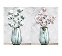 SHEGZHUC 2 paquetes de flores de pintura de diamante en jarrón 30 x 40 cm pintura de diamante orquídeas kapok pintura de diamantes plantas pintura de diamantes arte bordado punto de cruz imágenes