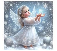 SHEGZHUC 30 x 30 cm Diamond Painting Adulto Ángel Elfo Hada Nieve Invierno | Pintura de diamantes cuadros ángel de la guarda Navidad, mosaico bordado arte punto de cruz regalo, decoración de pared para