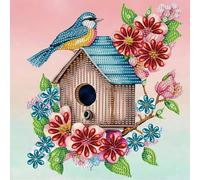 SHEGZHUC 30 x 30 cm Dibujo con Diamantes, Pintura de Diamante Pájaro Pajarera Colibrí, Pintura de Diamantes de Imitación Flores Especiales, Arte Bordado Punto de Cruz, Regalo Decoración