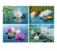 SHEGZHUC 4 paquetes de pintura de diamante para adultos, orquídea, 40 x 30 cm, pintura de diamantes, religión zen, mosaico bordado, punto de cruz, arte, regalo, decoración de pared para dormitorio