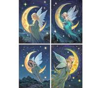 SHEGZHUC 4 paquetes de pintura de diamantes adultos ángeles hadas y elfos, 30 x 40 cm, pintura de diamantes, paisaje luna, mosaico, bordado, punto de cruz, arte, regalo, decoración de pared para