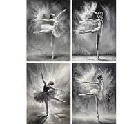 SHEGZHUC 4 paquetes de pintura de diamantes para adultos bailarina mujer, 30 x 40 cm, pintura de diamantes, imágenes de ballet, princesa, gris, mosaico, bordado, punto de cruz, arte, regalo