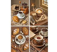 SHEGZHUC 4 paquetes de pintura de diamantes para adultos café cocina, 30 x 40 cm, cuadros de pintura de diamantes, granos de café, mosaico bordado de punto de cruz, regalo de arte, decoración de pared