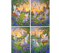 SHEGZHUC 4 paquetes de pintura de diamantes para adultos hadas y elfos ángeles, 30 x 40 cm, pintura de diamantes, paisaje, mosaico bordado, punto de cruz, arte, regalo, decoración de pared para