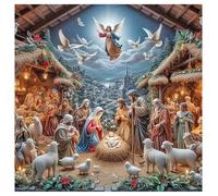 SHEGZHUC 40 x 40 cm pintura de diamante para adultos belén de Navidad, pintura de diamantes, cuadros de Jesucristo María José, mosaico bordado punto de cruz arte regalo, decoración de pared para
