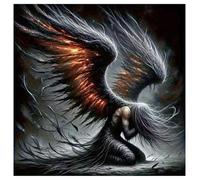 SHEGZHUC 40 x 40 cm Pintura de diamante para mujer adulta con alas, cuadros de pintura de diamantes góticos mujer ángel y diablo, mosaico bordado punto de cruz arte regalo, decoración de pared para