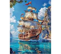 SHEGZHUC 40 x 50 cm cuadrado piedra diamante pintura velero en el mar - barco mosaico diamante pintura arte bordado punto de cruz fotos regalo