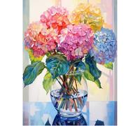 SHEGZHUC 40 x 50 cm, piedras angulares, flores en jarrón, hortensias coloridas, pintura de diamantes, ramo de flores, mosaico, pintura de diamantes, arte, bordado, punto de cruz, imágenes, regalo,