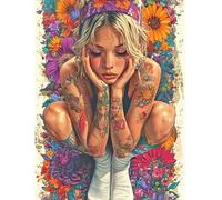 SHEGZHUC 40 x 50 cm, piedras angulares, pintura de diamantes para mujer con flores, tatuaje, arte pop, pintura de diamantes, bordado, punto de cruz, imágenes, regalo, decoración de pared