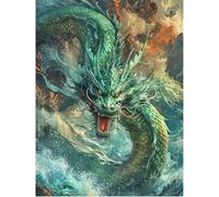 SHEGZHUC 40 x 50 cm pintura de diamante dragón pintura de diamante dragón chino pintura de diamantes animales verde mosaico pintura diamante arte bordado punto de cruz imágenes regalo decoración de