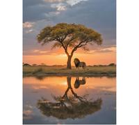 SHEGZHUC 40 x 50 cm pintura de diamante para adultos león árbol de la vida, cuadros de pintura de diamantes de África, bordado de mosaico, punto de cruz, arte, regalo, decoración de pared para