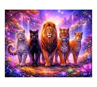 SHEGZHUC 50 x 40 cm pintura de diamante adulto león tigre leopardo fantasía