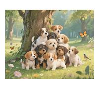 SHEGZHUC 50 x 40 cm pintura de diamantes adultos perros Jack Russell Malta, cuadros de pintura de diamantes familia de perros, mosaico bordado punto de cruz arte regalo, decoración de pared para