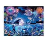 SHEGZHUC 50 x 40 cm pintura de diamantes delfines mundo submarino paisaje diamante pintura piedras cuadradas delfín barco mar diamante pintura arte bordado punto de cruz imágenes regalo decoración de