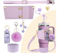 SHEGZHUC 7 piezas Stanley Cup Accesorios, botella de agua de cuero Correa ajustable, cubierta de pajita y funda protectora para 30-40 OZ (880-1180ml), 4 accesorios colgantes, accesorios Stanley Cup